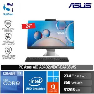 PC Asus AIO A3402WBAT-BA785WS /Core i7-1255U/8GB/512GB SSD/23,8" FHD Touch/Win 11 Home+OHS/Black