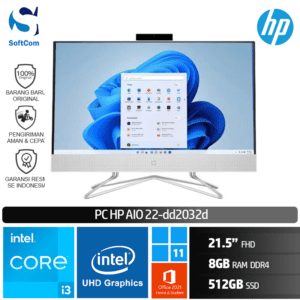 PC HP AIO 22-dd2032d /Core i3-1215U/8GB/512GB SSD/21.5" FHD/Win 11 Home+OHS 2021/White