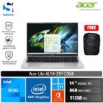 Acer Aspire Lite AL14-31P-C0G4 /Intel N100/8GB/512GB SSD/14″ WUXGA IPS/Win 11 Home+OHS 2021/Silver Radiance