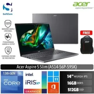 Acer Aspire 5 Slim A514-56P-59SK /Core i5-1335U/16GB/512GB SSD/14" WUXGA IPS/Win 11 Home+OHS 2021/Steel Grey