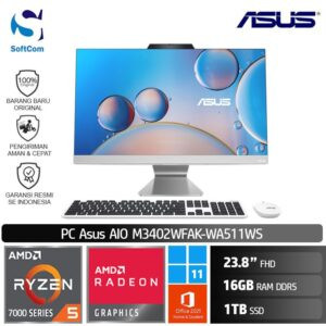PC Asus AIO M3402WFAK-WA511WS /Ryzen 5-7520U/16GB/1TB SSD/23,8" FHD/Win 11 Home+OHS/White