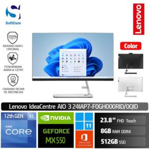PC Lenovo IdeaCentre AIO 3 24IAP7 0RID 0QID/Core i5-1240P/8GB/512GB SSD/23.8" FHD Touch/Win 11 Home+OHS 2021 [ F0GH000RID | F0GH000QID ]