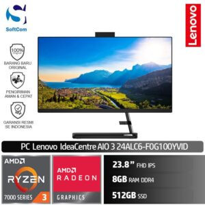 PC Lenovo IdeaCentre AIO 3 24ALC6-F0G100YVID/AMD Ryzen 3-7330U/8GB/512GB SSD/23.8" FHD/DOS/Black