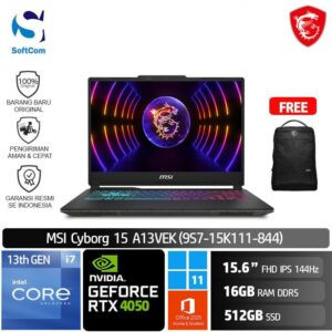 MSI Cyborg 15 A13VEK (9S7-15K111-844) /Core i7-13620H/16GB/512GB SSD/GeForce RTX 4050 6GB/15.6" FHD 144Hz/Win 11 Home+OHS 2021/Translucent Black