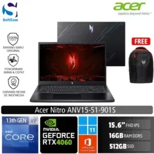 Acer Nitro V 15 ANV15-51-901S /Core i9-13900H/16GB/512GB SSD/GeForce RTX 4060 8GB/15.6" FHD 144Hz/Win 11 Home+OHS 2021/Black