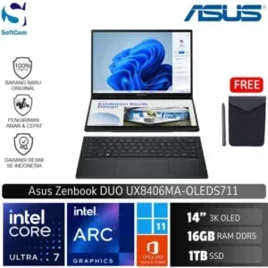 Asus Zenbook Duo UX8406MA-OLEDS711 /Intel Core Ultra 7-155H/16GB/1TB SSD/14" 3K Touch/Win 11 Home+OHS 2021/Inkwell Grey