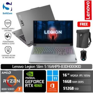 Lenovo Legion Slim 5 16AHP9-83DH000KID /Ryzen 7-8845HS/16GB/512GB SSD/GeForce RTX 4060 8GB/16" WQXGA 165Hz/Win 11 Home+OHS 2021/Luna Grey