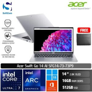 Acer Swift Go 14 AI SFG14-73-73P9 /Ultra 7 155H/16GB/512GB SSD/14" 2.8K OLED/Win 11 Home+OHS 2021/Pure Silver