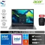 Acer Aspire 14 A14-51M-5296 /Intel Core 5-120U/16GB/512GB SSD/14″ WUXGA IPS/Win 11 Home+OHS 2021/Steel Gray