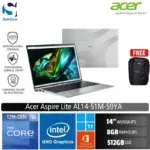 Acer Aspire Lite AL14-51M-59YA /Intel Core i5-1235U/8GB/512GB SSD/14″ WUXGA IPS/Win 11 Home+OHS 2021/Pure Silver