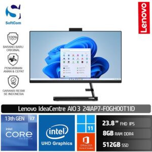 PC Lenovo IdeaCentre AIO 3 24IAP7-F0GH00T1ID/Core i7-13620H/8GB/512GB SSD/23.8" FHD/Win 11 Home+OHS 2021/Black