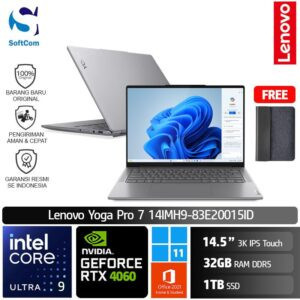 Lenovo Yoga Pro 7 14IMH9-83E20015ID /Ultra 9 185H/32GB/1TB SSD/GeForce RTX 4060 8GB/14.5" 3K IPS Touch/Win 11 Home+OHS 2021/Luna Grey