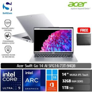 Acer Swift Go 14 AI SFG14-73T-94QB /Ultra 9 185H/32GB/1TB SSD/14" WUXGA Touch/Win 11 Home+OHS 2021/Pure Silver