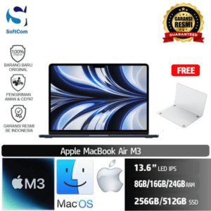 MacBook Air M3 13 Inch /8 core CPU/8-10 core GPU/8GB-16GB- 24GB/256GB-512GB SSD/13.6" IPS/MacOS