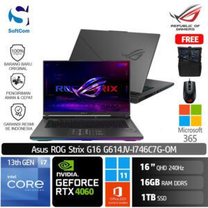Asus ROG Strix G16 G614JV-I746C7G-OM /Core i7-13650HX/16GB/1TB SSD/GeForce RTX 4060 8GB/16" QHD 240Hz/Win 11 Home+OHS 2021+M365/Eclipse Gray
