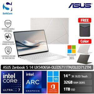 Asus Zenbook S 14 UX5406SA OLEDS711TM OLEDS712TM/Ultra 7 258V/32GB/1TB SSD/14" 3K Touch/Win 11 Home+OHS 2021+M365 [UX5406SA-OLEDS711TM | UX5406SA-OLEDS712TM]