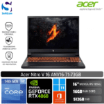 Acer Nitro V 16 ANV16-71-73GB/Core i7-14650HX/16GB/512GB SSD/GeForce RTX 4060 8GB/16" WUXGA 180Hz/Win 11 Home+OHM 2024/Black