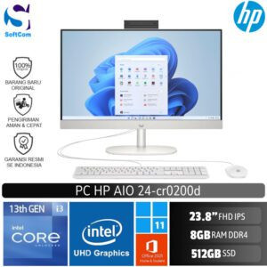 PC HP AIO 24 cr0200d/Intel Core i3-1315U/8GB/512GB SSD/23.8" FHD/Win 11 Home+OHS/White