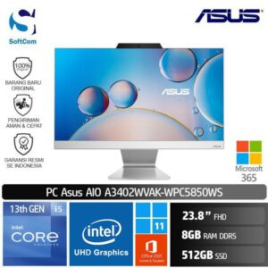 PC Asus AIO A3402WVAK-WPC5850WS /Core i5-1335U/8GB/512GB SSD/23.8" FHD/Win 11 Home+OHS 2021+M365/White