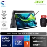 Acer Aspire Spin 14 ASP14-52MTN-53XC/Intel Core Ultra 5-115U/16GB/512GB SSD/14" WUXGA IPS/Windows 11 Home+Office Home 2024/Steel Gray