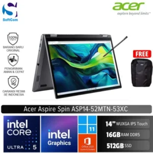 Acer Aspire Spin 14 ASP14-52MTN-53XC/Intel Core Ultra 5-115U/16GB/512GB SSD/14" WUXGA IPS/Windows 11 Home+Office Home 2024/Steel Gray