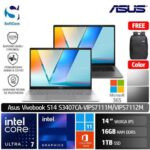Asus Vivobook S14 S3407CA VIPS7111M VIPS7112M/Intel Core Ultra 7-255H/16GB/1TB SSD/14" WUXGA/Win 11 Home + OHM 2024 +M365-[S3407CA-VIPS7111M | S3407CA-VIPS7112M]