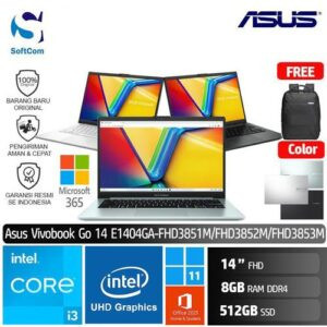 Asus Vivobook GO 14 E1404GA FHD3851M FHD3852M FHD3853M/Intel Core I3-N305/8GB/512GB SSD/Win 11 Home + OHM 2024 + M365(1Y)