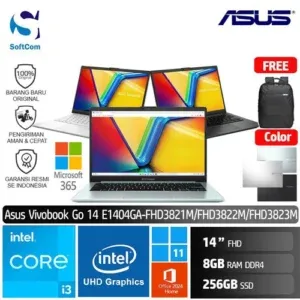 Asus Vivobook GO 14 E1404GA FHD3821M FHD3822M FHD3823M/Intel Core I3-N305/8GB/256GB SSD/Win 11 Home + OHM 2024 + M365 (1Y)