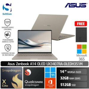 Asus Zenbook A14 UX3407RA OLEDH351M/Snapdragon X1 Elite/32GB/512GB SSD/14" WUXGA OLED/Win 11 Home + OHM 2024 + M365/Zabriskie Beige