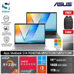 Asus Vivobook S14 M3407HA VIPS7111M VIPS7112M/Ryzen 7-260/16GB/1TB SSD/14" WUXGA/Win 11 Home + OHM 2024 + M365 [M3407HA-VIPS7111M | M3407HA-VIPS7112M]