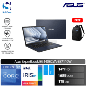 Asus Expertbook B1 BG1408CVA-EB7110W/Intel Core i7-1355U/16GB/1TB SSD /14"FHD/Windows 11 Home- Star Black