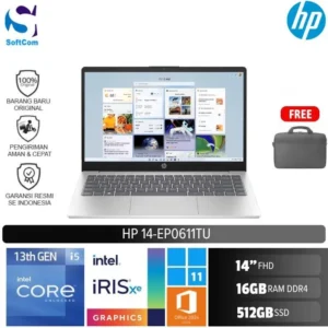 HP 14-ep0611TU/Intel Core i5-1334U/16GB/512GB SSD/14″ FHD/Win 11 Home+OHM 2024+M365-Silver