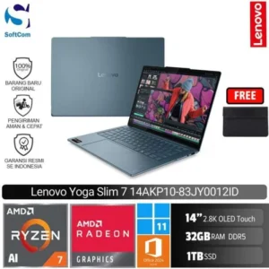 Lenovo Yoga Slim 7 14AKP10 83JY0012ID/AMD Ryzen AI 7 350/32GB/1TB SSD/14" 2.8K WQXGA/OLED + 120Hz/Win 11 Home+OHM 2024/Tidal Teal
