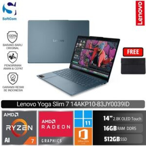 Lenovo Yoga Slim 7 14AKP10 83JY0039ID/Ryzen AI 5-340/16GB/512GB SSD/14" 2.8K Touch/Win 11 Home + OHM 2024 + M365/Tidal Teal