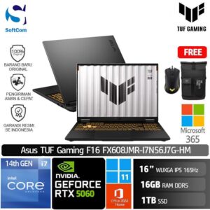 Asus TUF Gaming F16 FX608JMR-I7N56J7G-HM/Intel Core i7-14650HX/16GB/1TB SSD/GeForce RTX 5060 8GB/16" FHD+ WUXGA /Win 11 Home + OHM 2024 + M365-Jaeger Grey