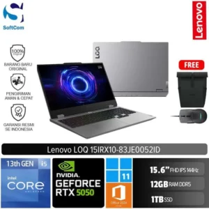 Lenovo LOQ 15IRX10 83JE0052ID/Intel Core i5-13450HX/12GB/512GB SSD/GeForce RTX 5050 8GB/15.6" FHD IPS/Win 11 Home + OHM 2024 + M365/Luna Gray