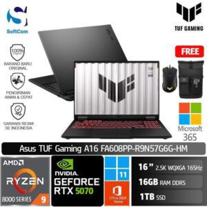 Asus TUF Gaming A16 FA608PP R9N57G6G HM/Ryzen 9-8940HX/16GB/1TB SSD/GeForce RTX 5070 8GB/16" 2.5K 165Hz/Win 11 Home + OHM 2024 + M365-Jaeger Gray