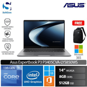 Asus Expertbook P3 P3405CVA-LY5850WS /Intel Core i5-13420H/8GB/512GB SSD/14" WUXGA/Win 11 Home+OHM 2024 +M365/Misty Grey
