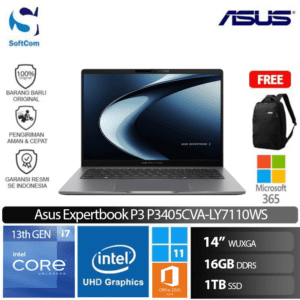 Asus Expertbook P3 P3405CVA-LY7110WS /Intel Core i7-13620H/16GB/1TB SSD/14" WUXGA/Win 11 Home+OHM 2024 +M365/Misty Grey