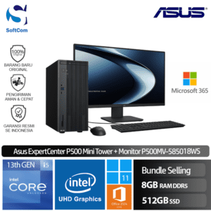 PC Asus ExpertCenter P500 Mini Tower + Monitor 21.5"/P500MV-585018WS/Intel Core i5-13420H/8GB/512GB SSD/Win 11 Home + OHS 2024 + M365