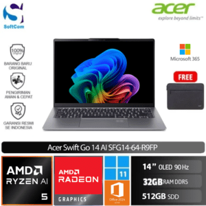 Acer Swift Go 14 AI SFG14-64-R9FP/Ryzen AI 5-340/32GB/512GB SSD/14" OLED 90Hz/Win 11 Home+OHM 2024 + M365-Sparkly Silver