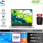 Acer Aspire Lite 14 AL14-32P-3S16/Intel Core 3 N355/16GB/512GB SSD/14"WUXGA IPS/Win 11 Home + OHS 2024/Light Silver