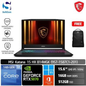 MSI Katana 15 HX B14WGK (9S7-1587C1-201)/Intel Core i7-14650HX/16GB/512GB SSD/GeForce RTX 5070 8GB/15.6" QHD/Win 11 Home + OHM 2024 + M365-Black