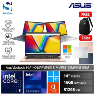 Asus Vivobook 14 A1404VAP VIPS5151M VIPS5152M VIPS5153M /Intel Core 5-120U/16GB/512GB SSD/14" FHD IPS/Win 11 Home+OHM 2024+M365 [ A1404VAP-VIPS5151M | A1404VAP-VIPS5152M | A1404VAP-VIPS5153M ]
