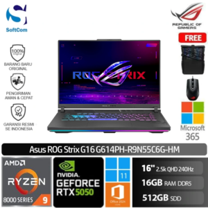Asus ROG Strix G16 G614PH-R9N55C6G-HM/Ryzen 9-8940HX/16GB/512GB/GeForce RTX 5050 8GB/16" 2.5k QHD 240Hz/Win 11 Home + OHM 2024+ M365