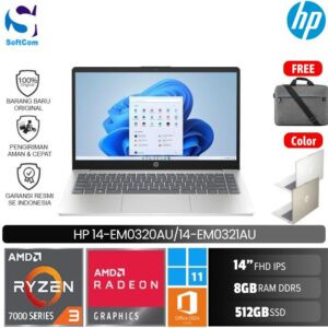 HP 14 em0320AU em0321AU/Ryzen 3-7320U/8GB/512GB SSD/14" FHD IPS/Win 11 Home + OHM 2024