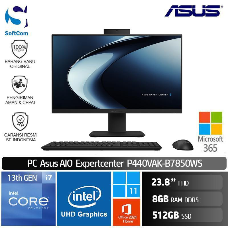 PC Asus ExpertCenter P400 AIO P440VAK B7850WS/Intel Core i7-13620H/8GB/512GB SSD/23.8" FHD/Win 11 Home + OHM 2024 + M365