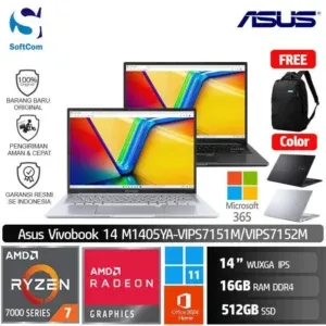 Asus Vivobook 14 M1405YA VIPS7151M VIPS7152M/Ryzen 7-7730U/16GB/512GB SSD/14" WUXGA/Win 11 Home + OHM 2024 + M365