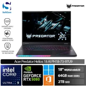 Acer Predator Helios 18 AI PH18-73-97U9/Intel Core Ultra 9-275HX/64GB/2TB SSD/GeForce RTX 5080 16GB/18" WQXGA miniLED/Win 11 Home +OHM 2024