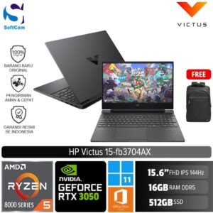 HP Victus 15 fb3704AX/Ryzen 5-8645HS/16GB/512GB SSD/GeForce RTX 3050 6GB/15.6" FHD IPS/Win 11 Home + OHM 2024 + M365
